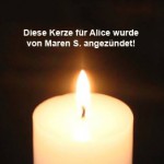 kerze für alice von maren s angezündet